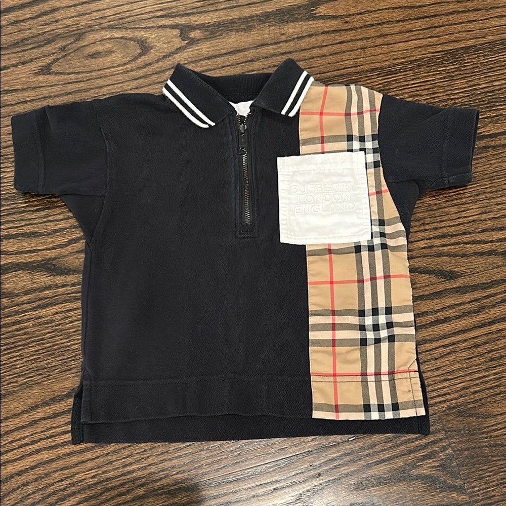 Burberry Boys Black and Tan Polo Shirt